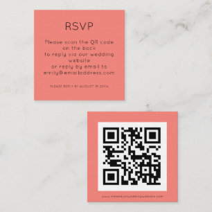 Simple QR Code Coral Rose Wedding RSVP Enclosure Card