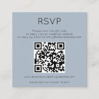 Simple QR Code Dusty Blue Wedding RSVP Enclosure C