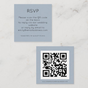 Simple QR Code Dusty Blue Wedding RSVP  Enclosure  Card