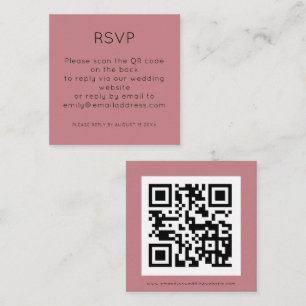 Simple QR Code Dusty Rose Pink Wedding RSVP Enclosure Card