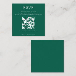 Simple QR Code Emerald Wedding RSVP Enclosure Card