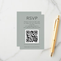 Simple QR Code Light Sage Wedding RSVP