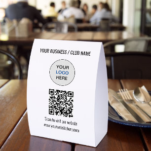 Simple QR Code Logo Website Paper Table Tent