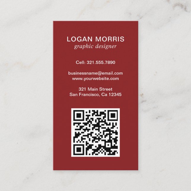 Simple QR Code Modern Business Card (Front)
