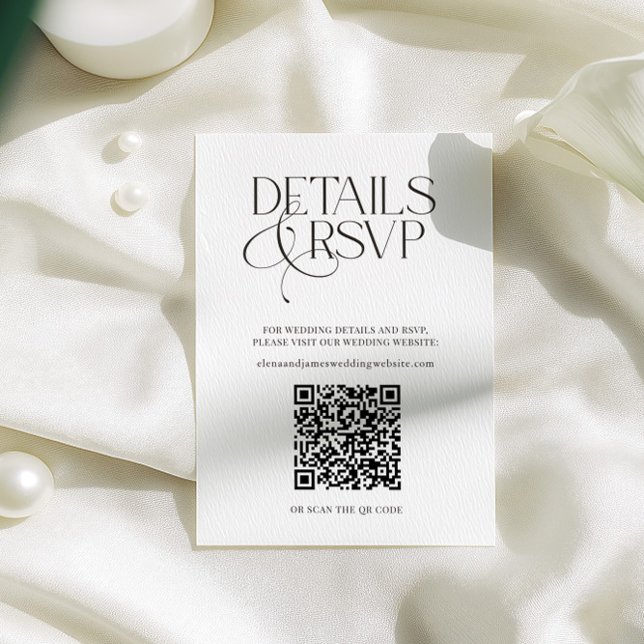 Simple QR Code RSVP & Wedding Details Card (Simple QR Code RSVP & Wedding Details Card)
