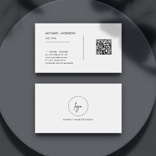 Simple Qr Code Social Media Logo White Business Card