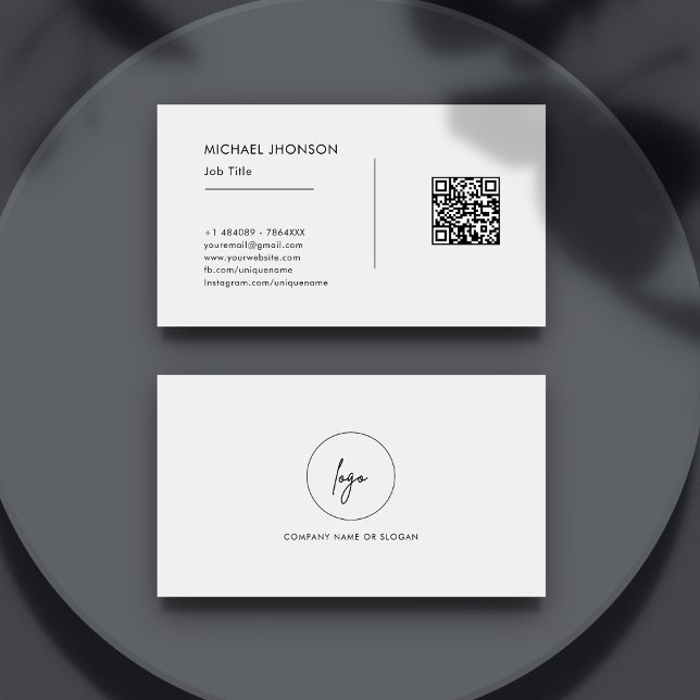 Simple Qr Code Social Media Logo White Business Card (Creator Uploaded)
