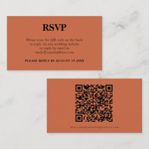 Simple QR Code Terracotta Wedding RSVP Enclosure Card