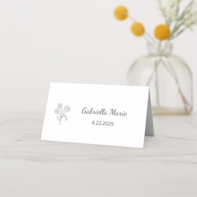 Simple Quinceañera Botanical  Boho Birthday Party  Place Card (Back)