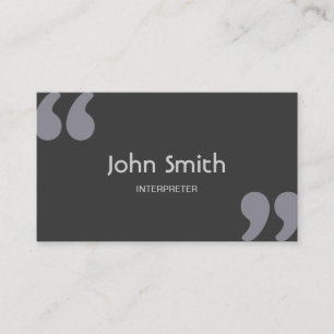 Simple Quotation Marks Interpreter Business Card