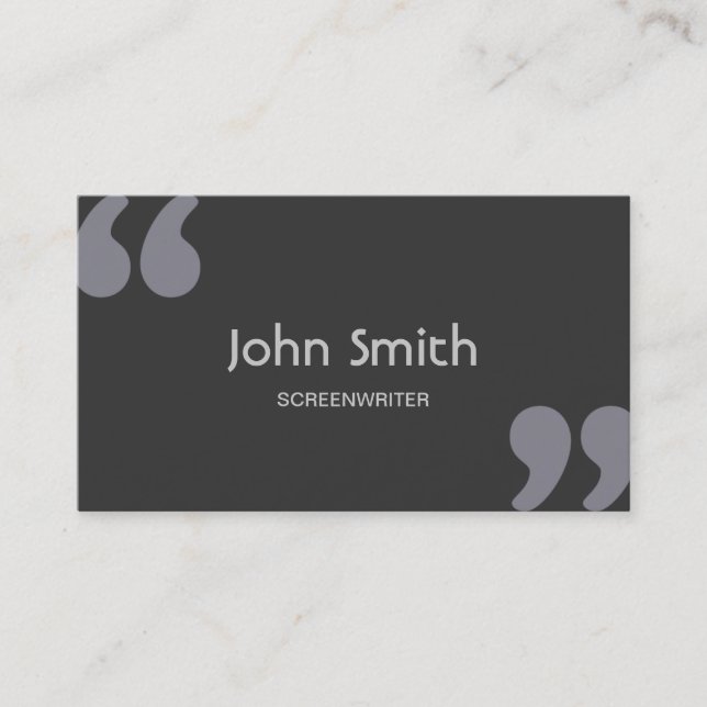Simple Quotation Marks Screenwriter Business Card (Front)