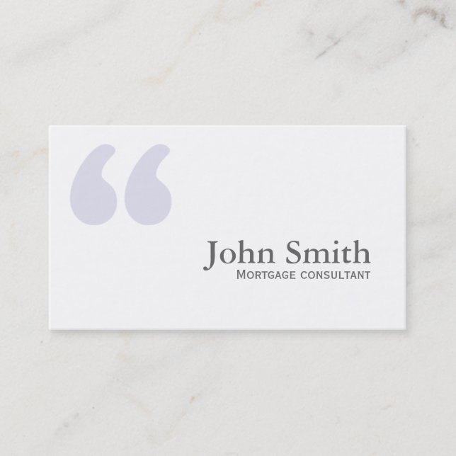 Simple Quotes Mortgage Agent Business Card (Front)