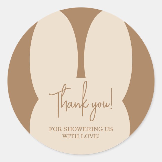 Simple Rabbit baby shower thank you  Classic Round Sticker (Front)