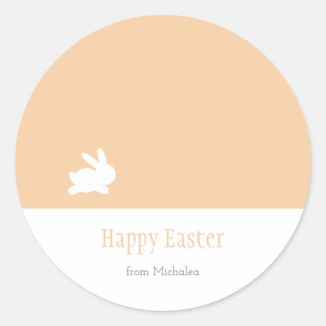 Simple Rabbit Happy Easter Pastel Classic Round Sticker (Front)