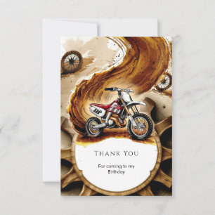 Simple Race Wheels Motorcycle Birthday Thank You Card