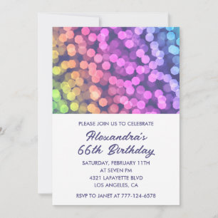 Simple Rainbow 66th birthday invitations Confetti