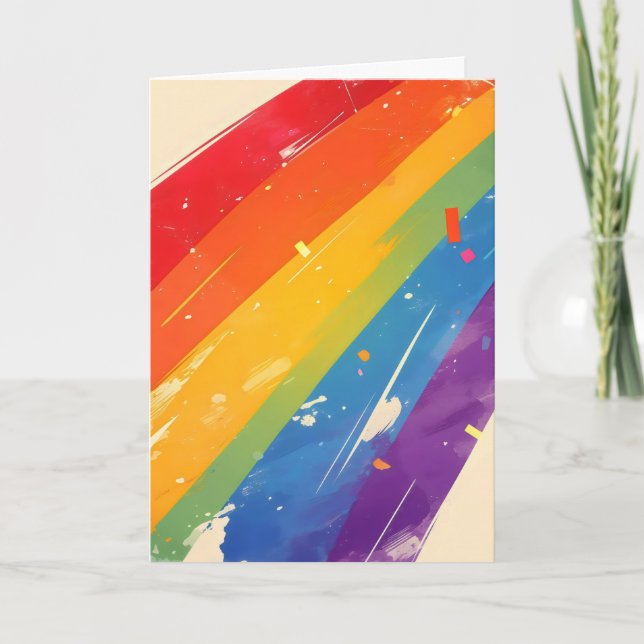 Simple Rainbow Colourful Holiday Card (Front)
