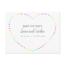 Simple Rainbow Heart Save The Date