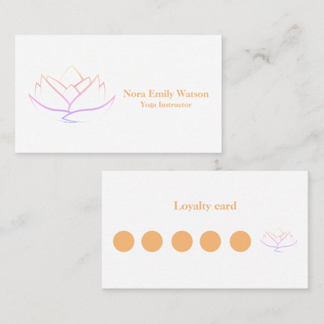 Simple Rainbow Lotus Flower Business Flat Loyalty Card (Front/Back)