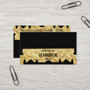 Simple Razor Gold Blade Barber Business Card