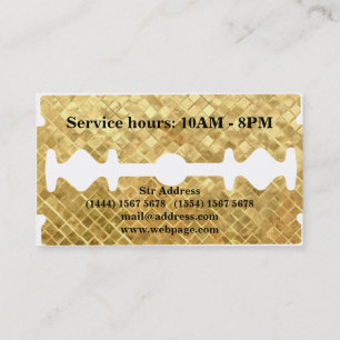 Simple Razor Gold Blade Barber Business Card