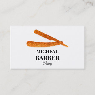 Simple Razor Gold Blade Barber Business Card