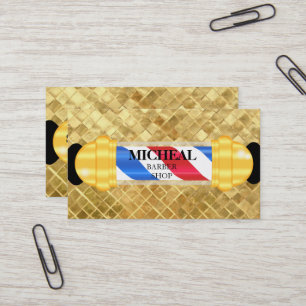 Simple Razor Gold Blade Barber Business Card
