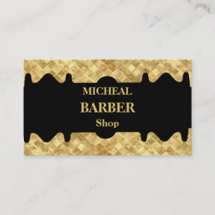 Simple Razor Gold Blade Barber Business Card