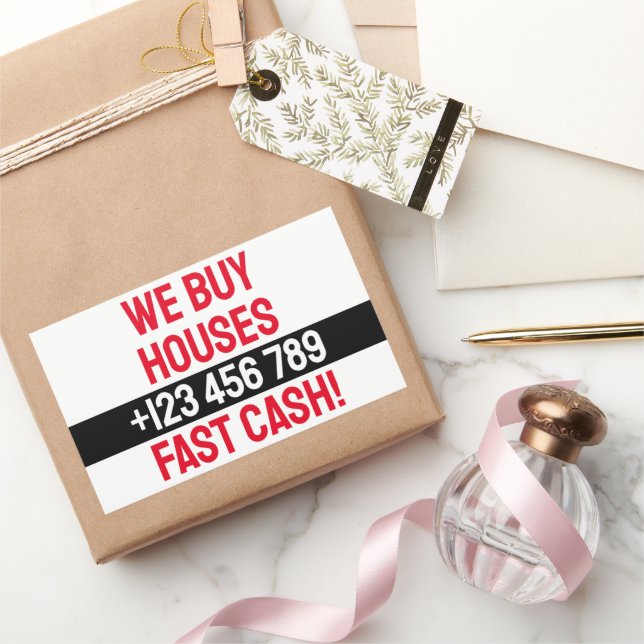 Simple Real Estate Investor Business We Buy Houses Rectangular Sticker (Gifting)