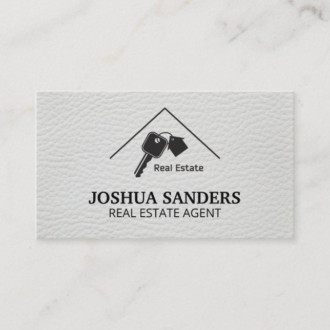 Simple Real Estate Logo | Leather  Business Card (Front)