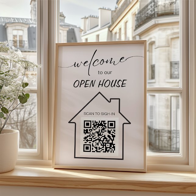 Simple Real Estate Open House Sign In QR Code Flyer (Simple Real Estate Open House Sign In QR Code Flyer)