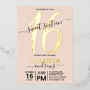 Simple Real Gold Blush Pink Sweet 16 Birthday
