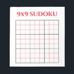 Simple Red 9x9 Sudoku Template Notepad<br><div class="desc">This sudoku template is great for learning logic and problem-solving skills while also having fun. For kids and adults who prefer solving sudoku puzzles on a piece of paper,  you can now have personalized templates ready to use. Everything is fully customizable - text,  background,  and the 9x9 grid.</div>