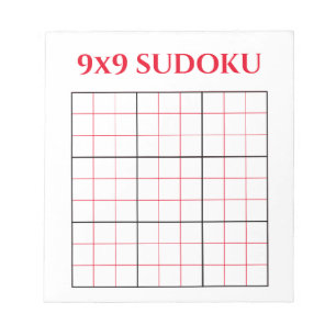 Simple Red 9x9 Sudoku Template Notepad