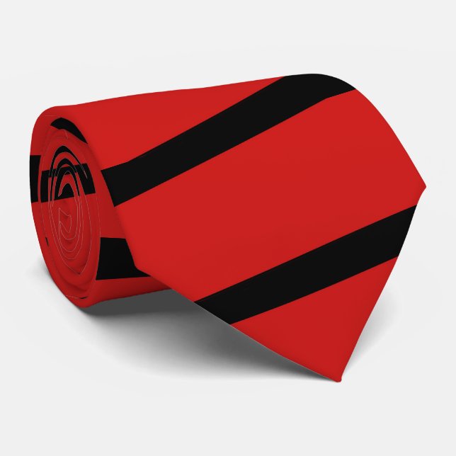 Simple Red and Black Stripe Minimalist Tie (Rolled)