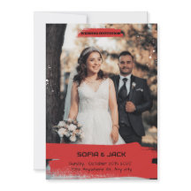 Simple red and black wedding invitation