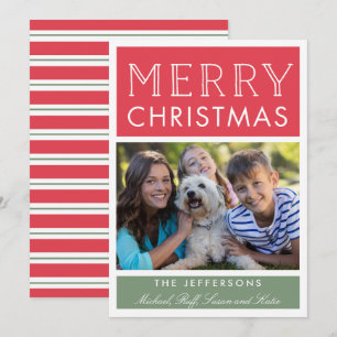 Simple Red and Green Blocks Photo Christmas card