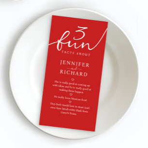 Simple Red And Modern Bride And Groom Fun Facts Napkin