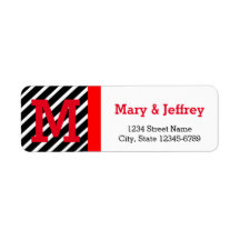 Simple Red and Striped Return Address Labels