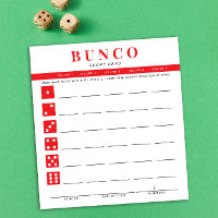 Simple Red and White Bunco Score Card