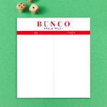 Simple Red and White Bunco Table Tally Notepad<br><div class="desc">Toss a sheet on each table for the person keeping tally of the score and streamline your Bunco game with these ready to go and easy to use tear off tally sheets with two blank columns and red accents.</div>