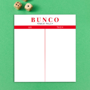 Simple Red and White Bunco Table Tally Notepad