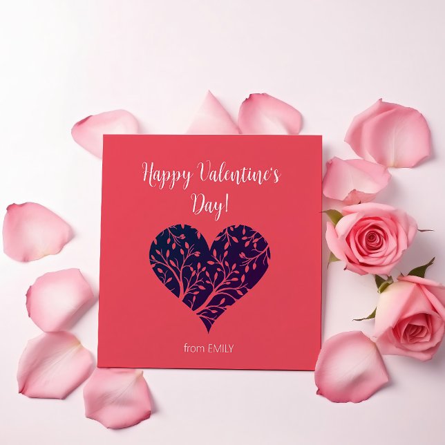 Simple Red and White Classroom Valentine's Day Holiday Card (Red Simple Valentine's Day Card on the table.)