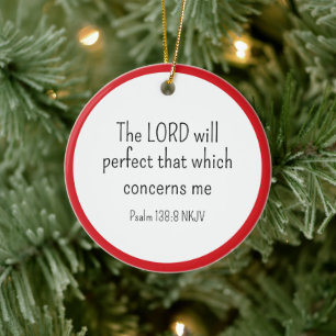 Simple Red and White Faith in God Bible Verse Ceramic Tree Decoration
