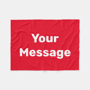 Simple Red and White Text Your Message Template Fleece Blanket
