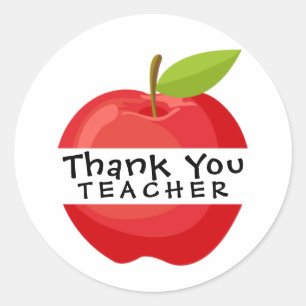 Simple Red Apple Thank You Teacher Editable Classic Round Sticker