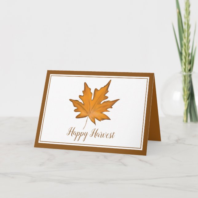 Simple Red Autumn Maple Leaf Holiday Card (Front)