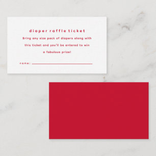 Simple red baby shower diaper raffle ticket enclosure card