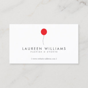 Simple Red Balloon Event Planner, Party Planner Business Card