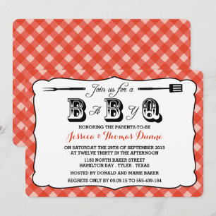 Simple Red BBQ Baby Shower Invitations
